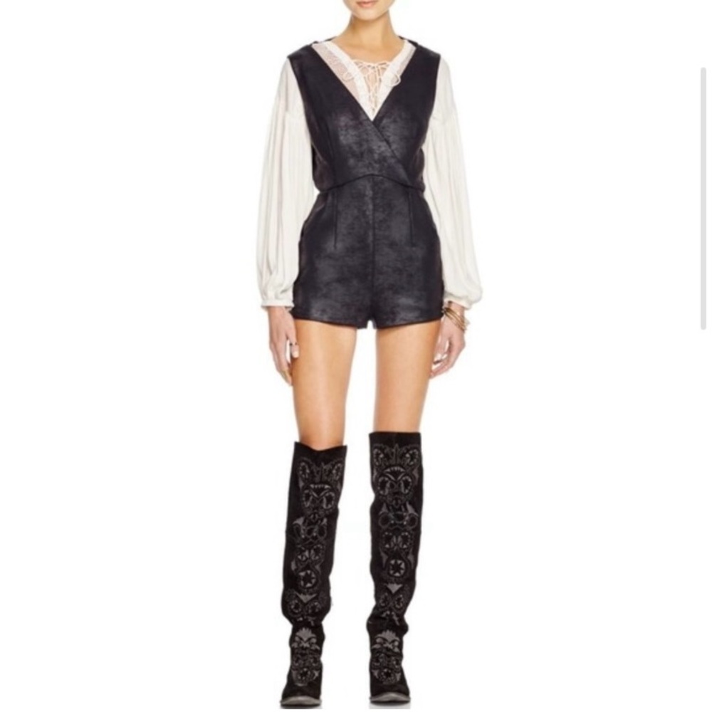 Free People Black Coated Knit Moonlight Romper - Picture 5 of 14